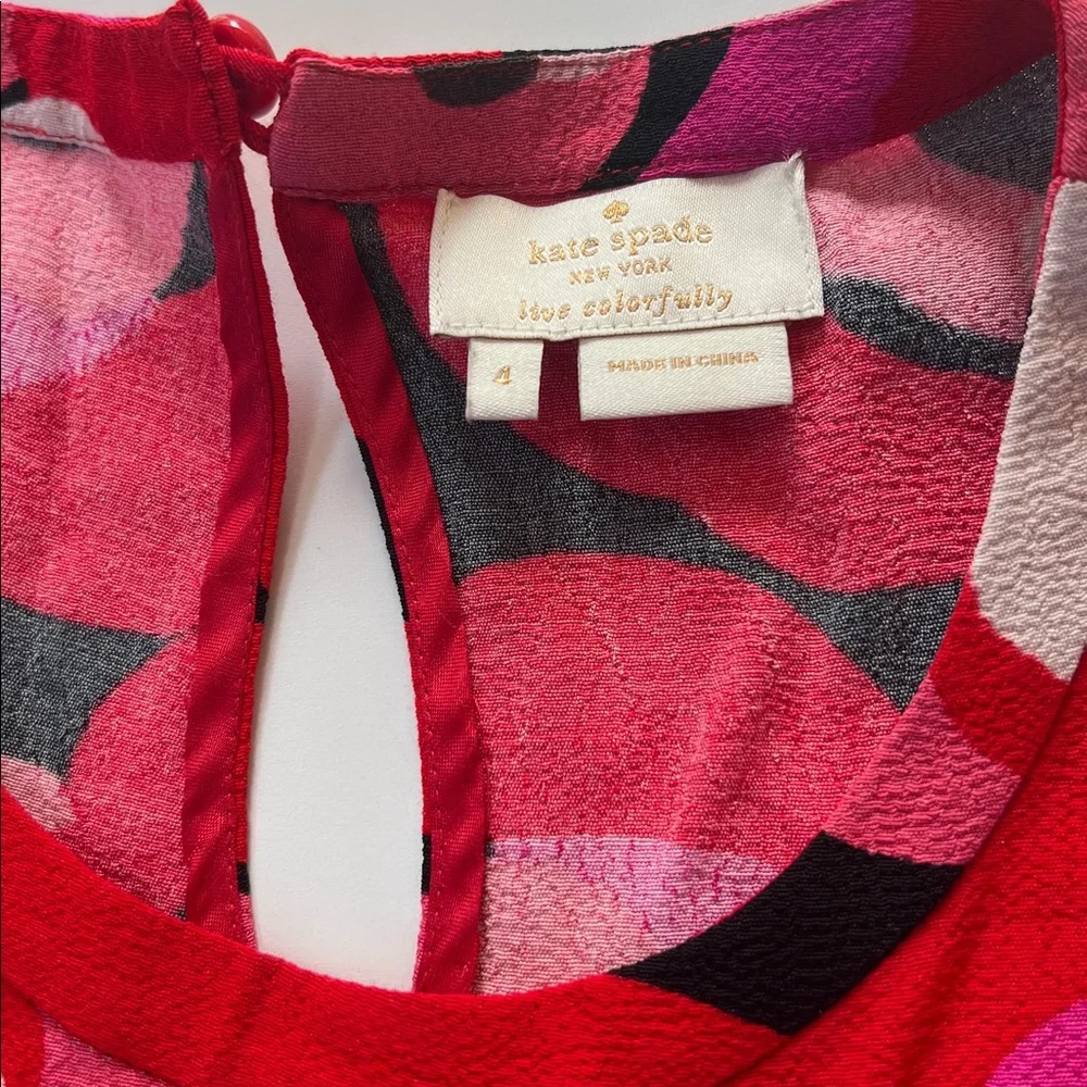 Kate Spade shirt New York Long Sleeve Deco Colorful statement‎ bold Rose Peplum